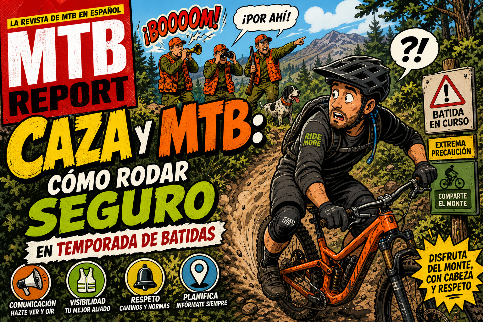 Caza y BTT, MTB temporada de caza, batida de jabalí ciclistas, peligro batida de caza